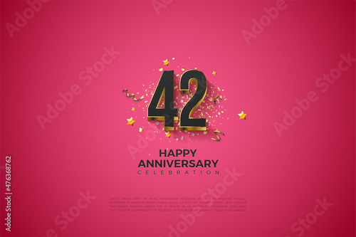 42nd anniversary background illustration with colorful number.