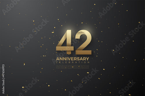 42nd anniversary background illustration with colorful number. photo