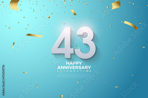 43rd anniversary background illustration with colorful number.