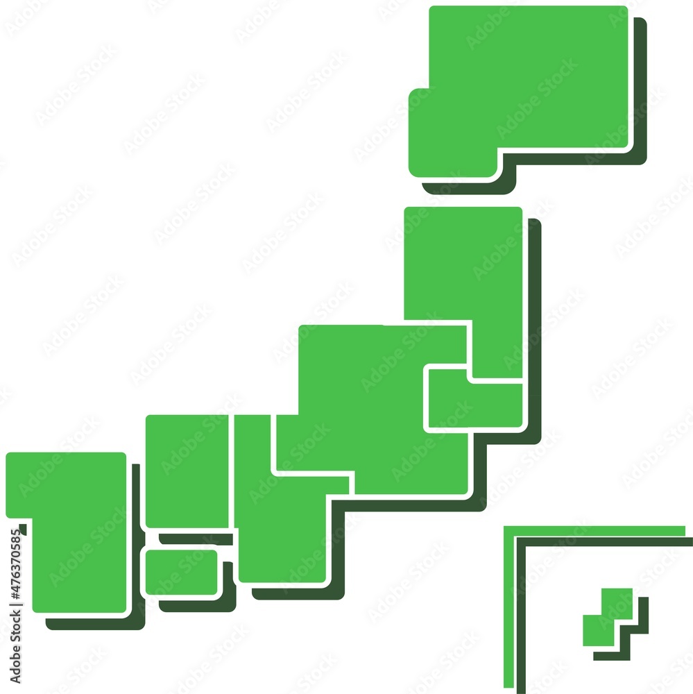 地方ごとに線で分けられたポップな日本列島のデフォルメイラスト 地方ごとに線で分けられたポップな日本列島のデフォルメイラスト