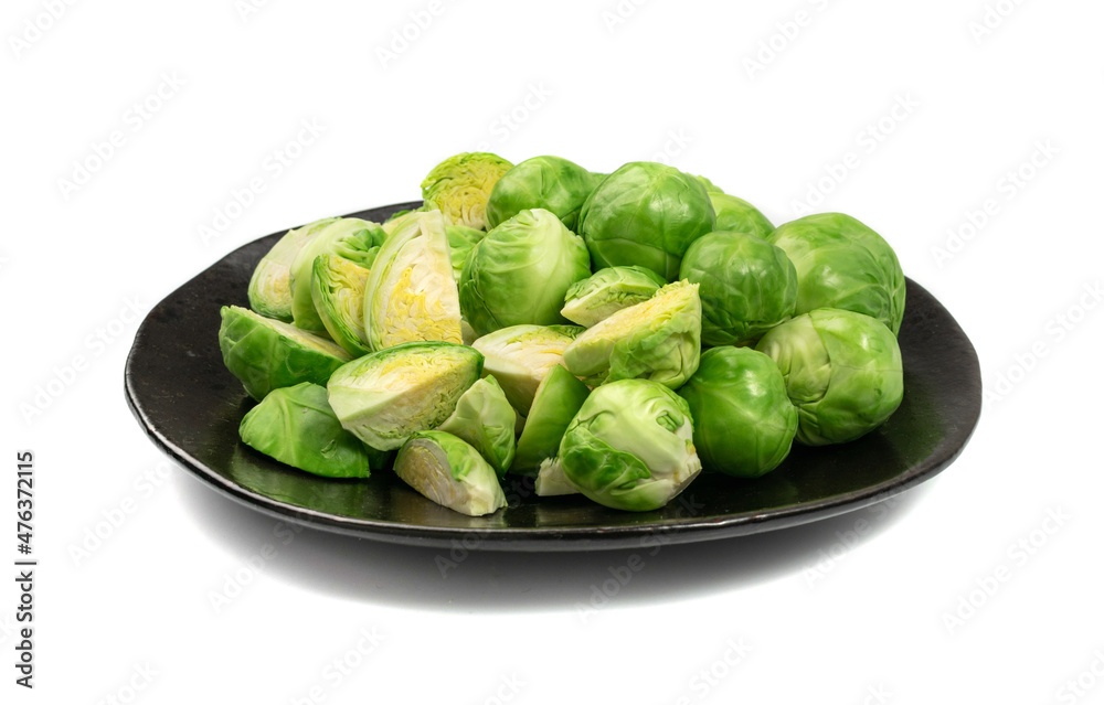 Brussels Sprouts Isolated, Brassica Oleracea Cabbage Brussels Sprouts Isolated, Brassica Oleracea Cabbage