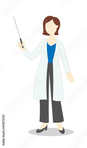 指示棒を持った女性医師のシンプルなイラスト