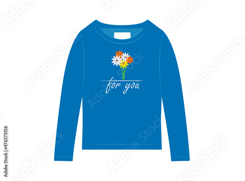 For you floral sweatshirt design for girl, vector illustration