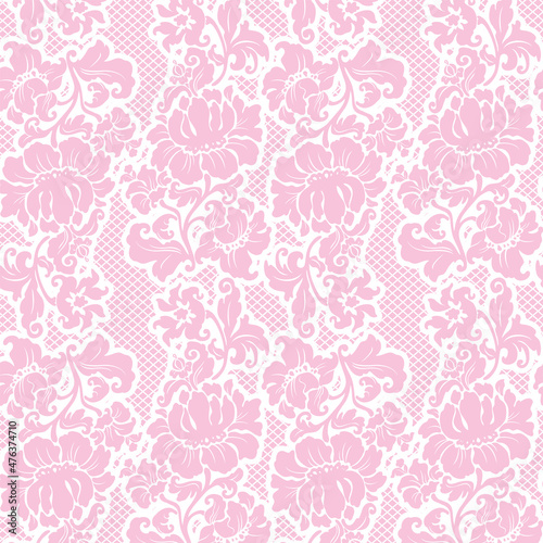 Ornamental beauty lace pink background, floral pattern