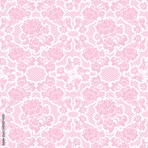 Ornamental beauty lace pink background, floral pattern