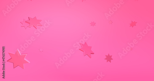 Abstract pink background with dynamic 3d star uares. Pacific Pink color star. Modern trendy banner or poster design 3D image, copy space photo