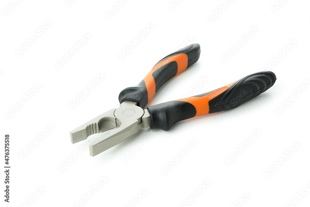 Pliers isolated on white background, close up Pliers isolated on white background, close up