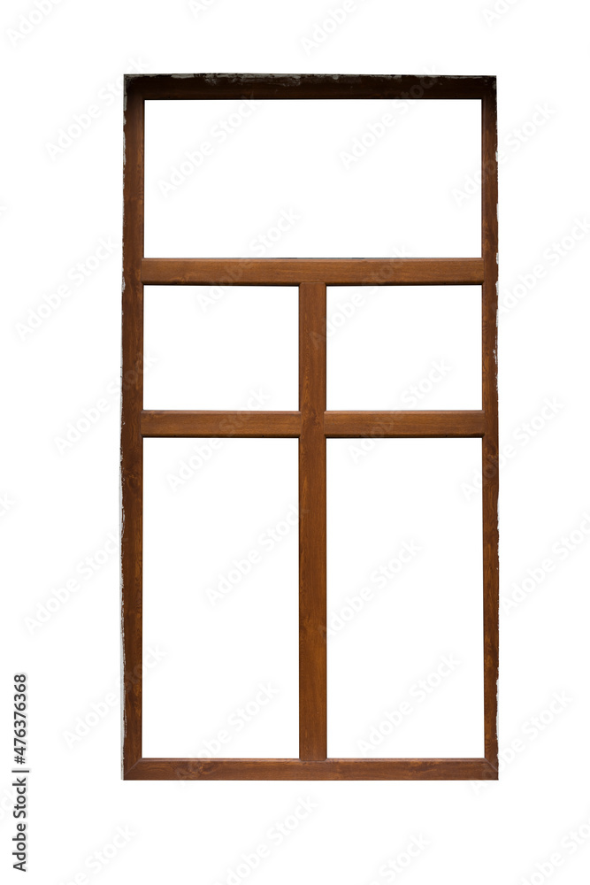Old brown window isolated on white background Old brown window isolated on white background