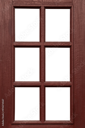 Old brown window isolated on white background