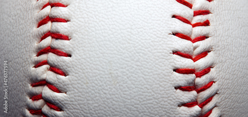 Canvas Print Macro close-up baseball ball with stiches and seam