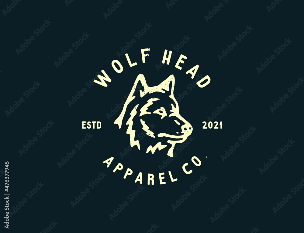 Vintage wolf apparel logo template
