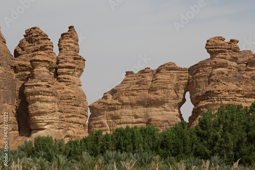View of a rock formation near Al Ula. Saudi Arabia. 
