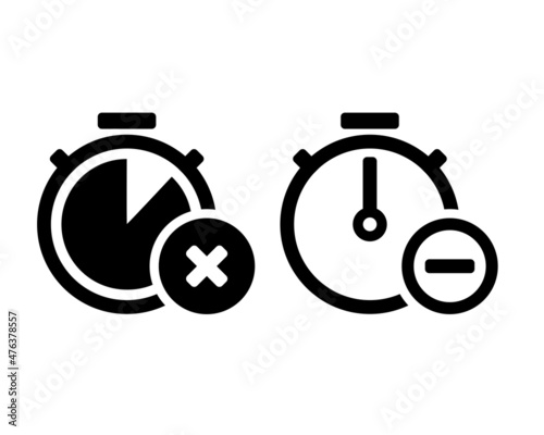 Stopwatch cross sign. Remove time icon. Illustration vector