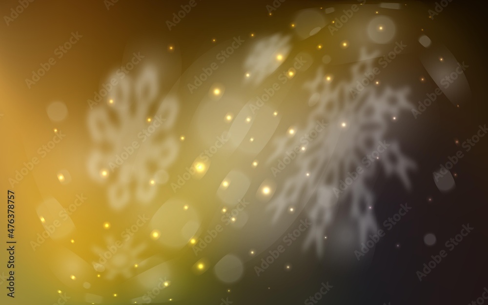 Fototapeta premium Dark Green, Yellow vector pattern with christmas snowflakes.