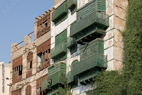 Ruins of houses of the old city of Jeddah, Al Balad. UNESCO world heritage. Saudi Arabia. photo