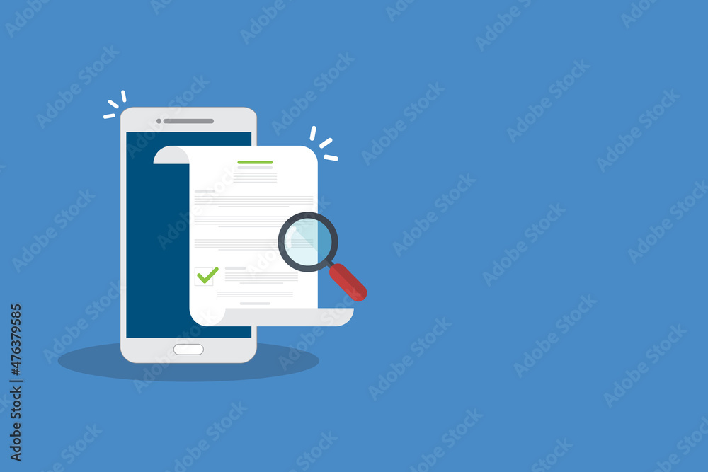 Online digital document inspection or assessment evaluation on smartphone, contract review, analysis, inspection of agreement contract, compliance verification. Online digital document inspection or assessment evaluation on smartphone, contract review, analysis, inspection of agreement contract, compliance verification.