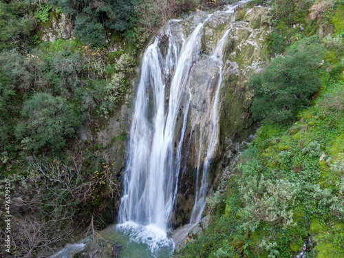 beautiful waterfall in nymfes corfu island greece