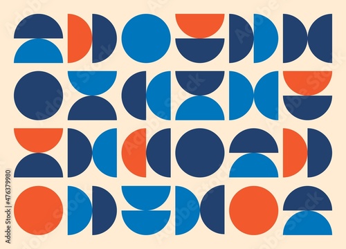 Minimal abstract art with geometric shapes. Simple brutalism poster, mid century colored geometry pattern retro style. Trendy vector illustration