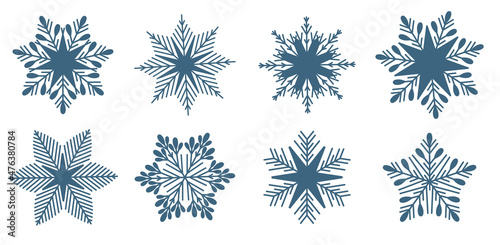 set of vector snowflakes. Element for Christmas banner, cards. New year ornament.