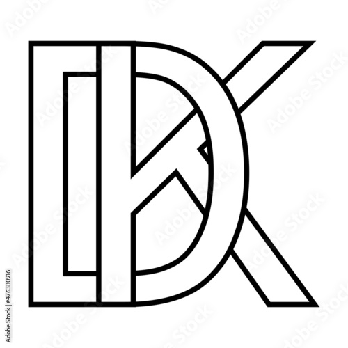 Logo sign dk kd icon sign interlaced letters d k