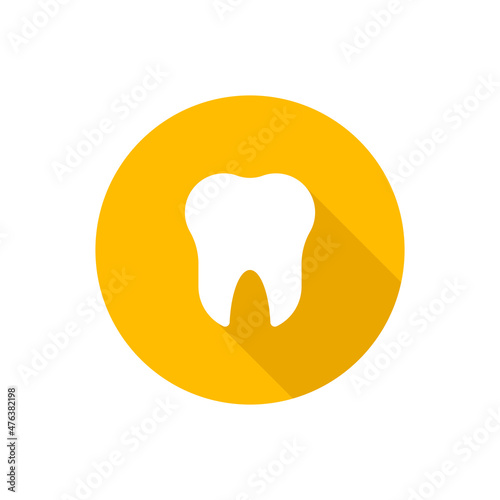Tooth flat icon with shadow