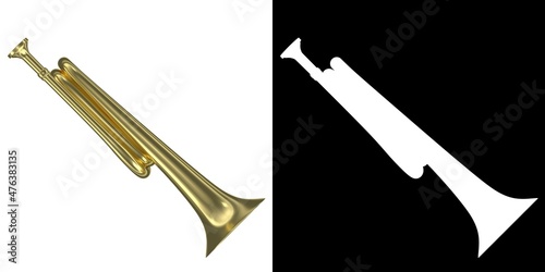 Billede på lærred 3D rendering illustration of a cavalry trumpet