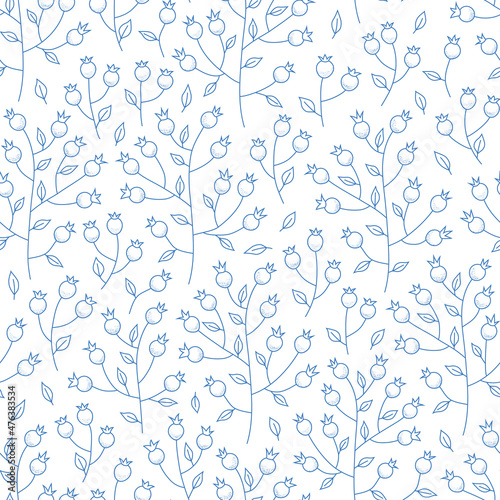Pattern with simple line blueberry for fabric, wrap, background, wallpaper, package, web
