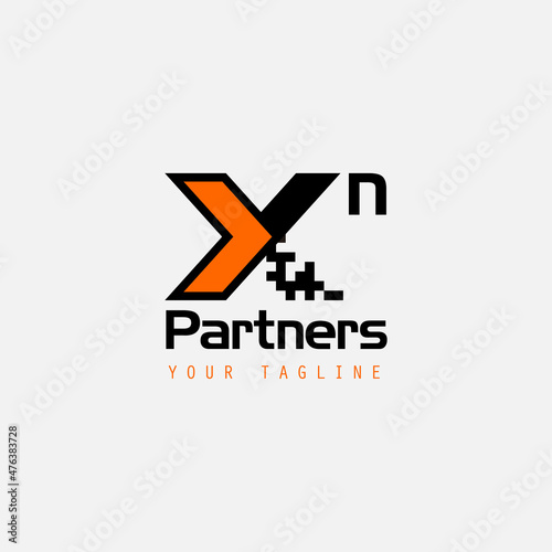 x and  partner illustration logo design
