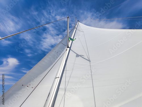 Sails of a sailing boat, yacht on the Mediterranean sea