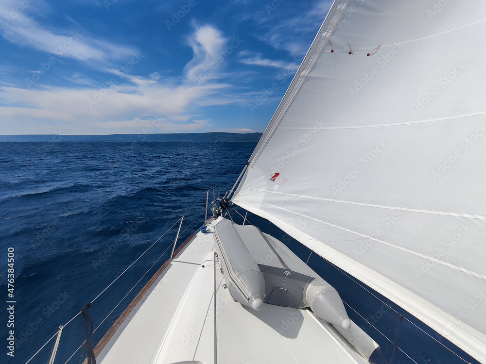 Obraz premium Sails of a sailing boat, yacht on the Mediterranean sea