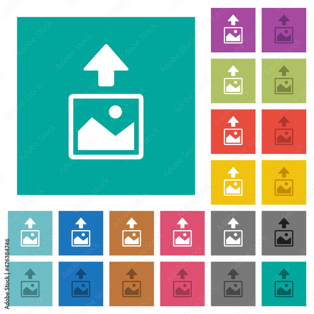 Upload image square flat multi colored icons