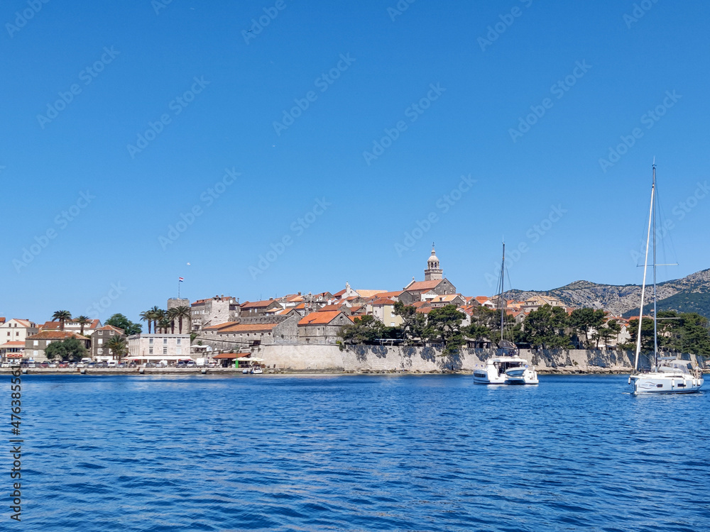 Korcula town, historic Croatian island in Mediterranean sea, Croatia