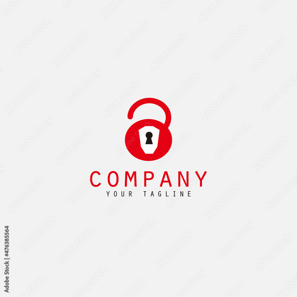 padlock with unlock position illustration logo design