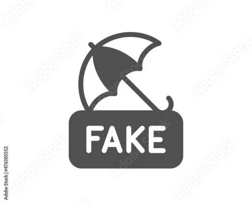 Fake news icon. Protection from propaganda sign. Umbrella protect symbol. Classic flat style. Quality design element. Simple fake news icon. Vector