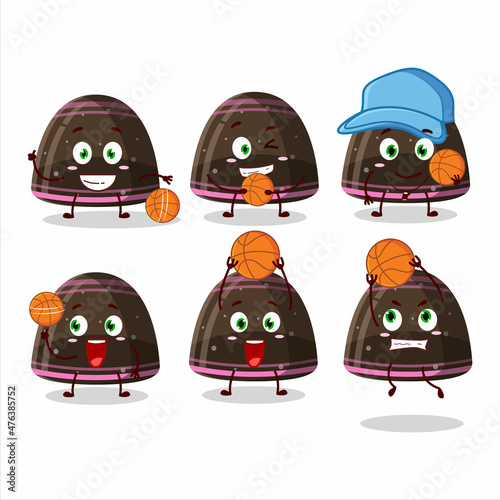 Talented chocolate jelly gummy candy cartoon character as a basketball athlete