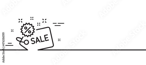 Sale tag line icon. Shopping discount sign. Clearance symbol. Minimal line illustration background. Sale line icon pattern banner. White web template concept. Vector