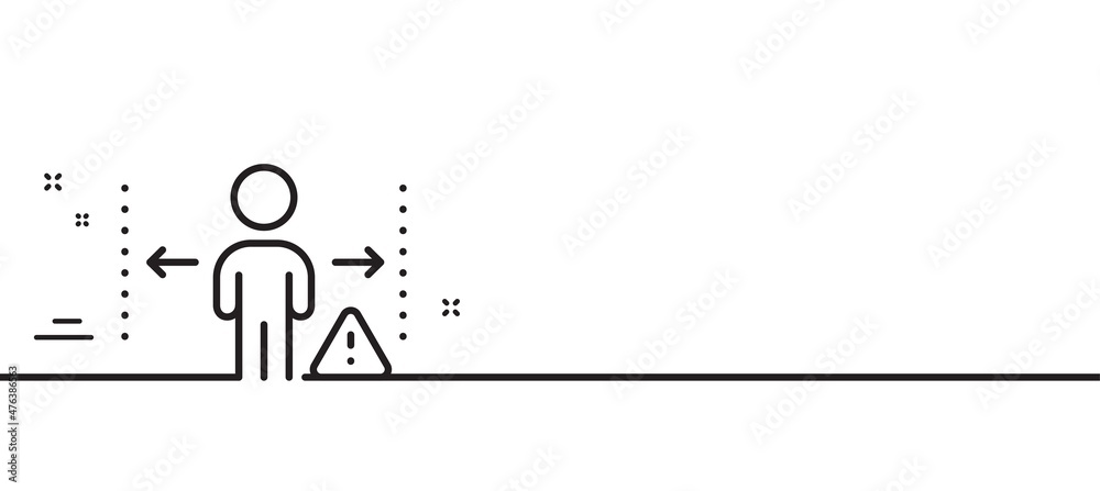 Social distance line icon. People isolation sign. Prevention rules symbol. Minimal line illustration background. Social distance line icon pattern banner. White web template concept. Vector Social distance line icon. People isolation sign. Prevention rules symbol. Minimal line illustration background. Social distance line icon pattern banner. White web template concept. Vector