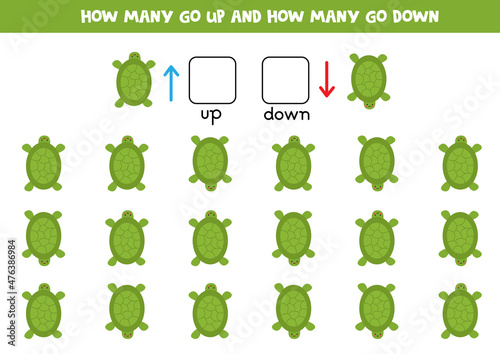 Papier peint Count how many go up, how many go down. Cute turtles.