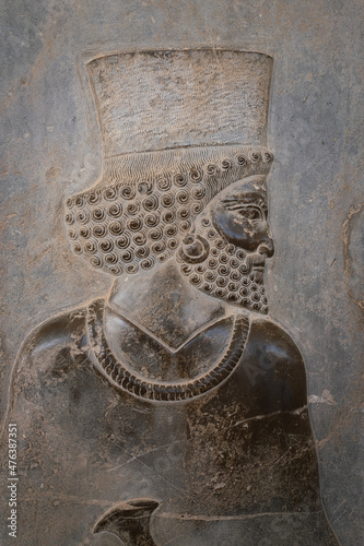 Ruins, statues and murals of ancient persian city of Persepolis in Iran. Most famous remnants of the ancient Persian empire.