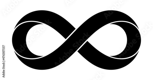 Infinity sign made with moebius strip. Stylized eternity symbol. Tattoo flat design illustration.