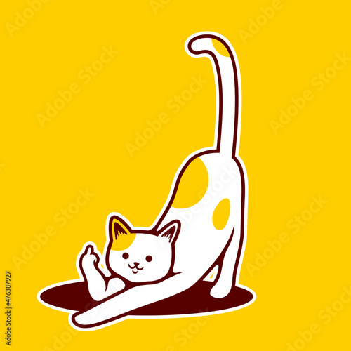 Smile white cat showing fuck you Vector Illustration - Vector