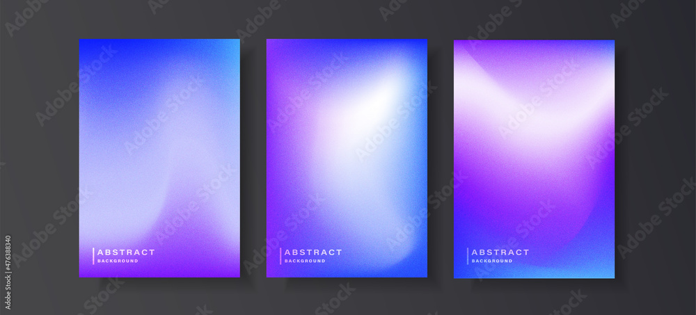 Set of colorful blurred grainy gradient background.	

