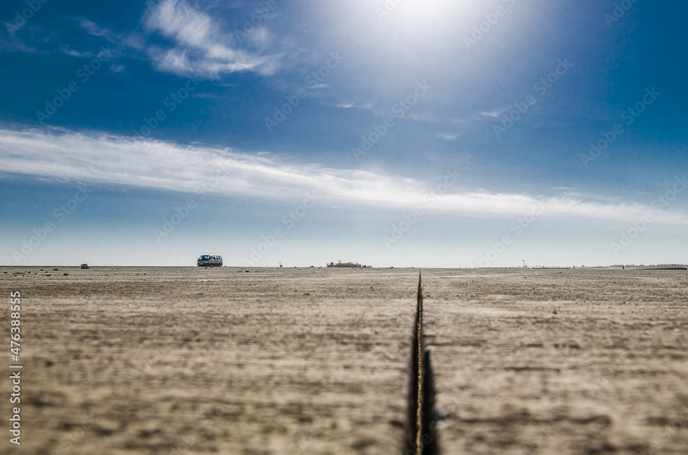 Cut in the concrete cover. Road construction.