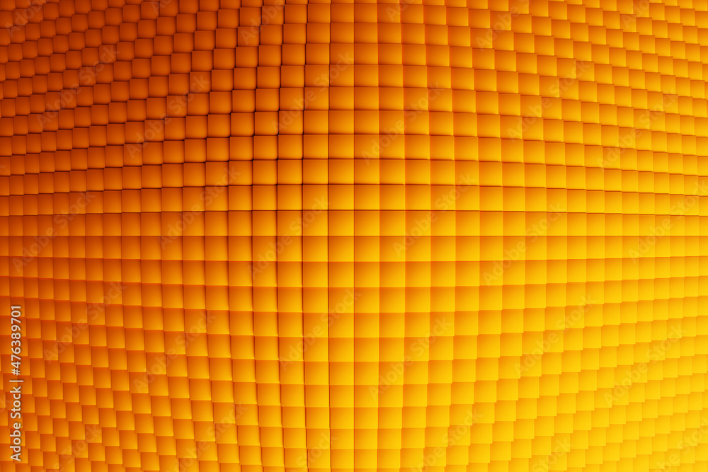 Fototapeta premium 3d illustration of rows of yellow cube.Parallelogram pattern. Technology geometry background