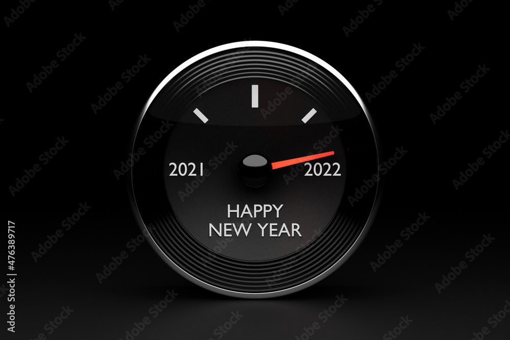 3D illustration close up black speedometer with cutoffs 2021,2022 and calendar months. The concept of the new year and Christmas in the automotive field. Counting months, time until the new year. 3D illustration close up black speedometer with cutoffs 2021,2022 and calendar months. The concept of the new year and Christmas in the automotive field. Counting months, time until the new year.