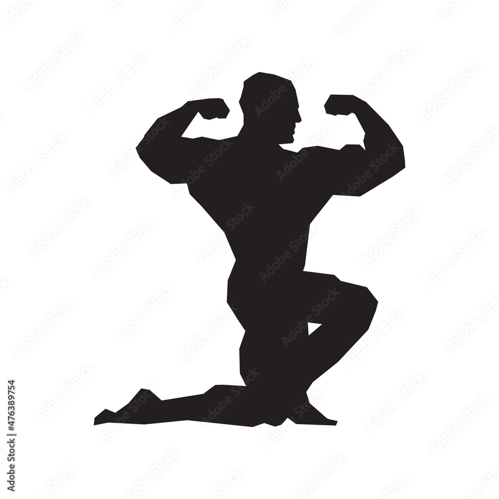 Fototapeta premium Posing bodybuilder, silhouette. Vector illustration