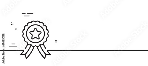 Winner ribbon line icon. Award medal sign. Best achievement symbol. Minimal line illustration background. Winner ribbon line icon pattern banner. White web template concept. Vector