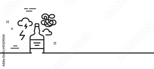 Alcohol addiction line icon. Difficult stress sign. Mental health problem symbol. Minimal line illustration background. Alcohol addiction line icon pattern banner. White web template concept. Vector