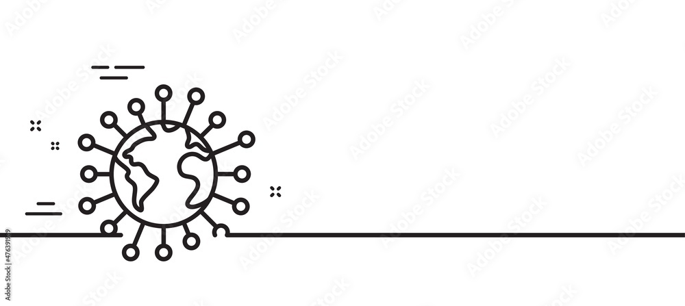 Coronavirus pandemic line icon. Covid-19 global virus sign. Corona virus symbol. Minimal line illustration background. Coronavirus line icon pattern banner. White web template concept. Vector Coronavirus pandemic line icon. Covid-19 global virus sign. Corona virus symbol. Minimal line illustration background. Coronavirus line icon pattern banner. White web template concept. Vector