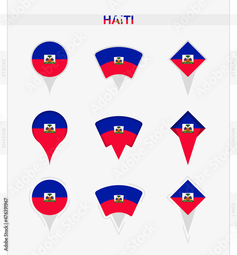 Haiti flag, set of location pin icons of Haiti flag. Free Download Haiti flag, set of location pin icons of Haiti flag. - GFXLoad